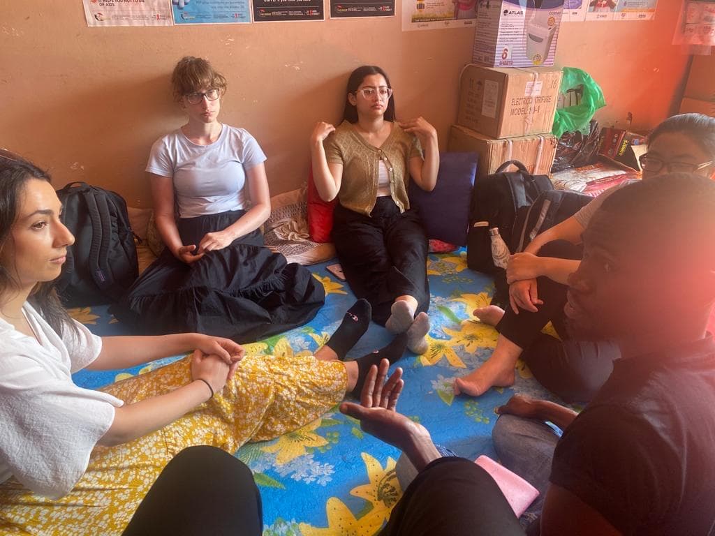 Young people in a community health discussion