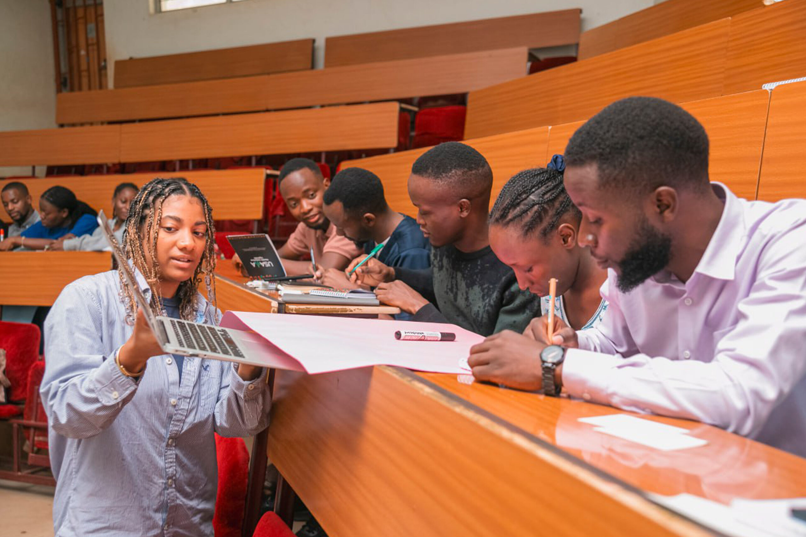 Students working together during a workshop